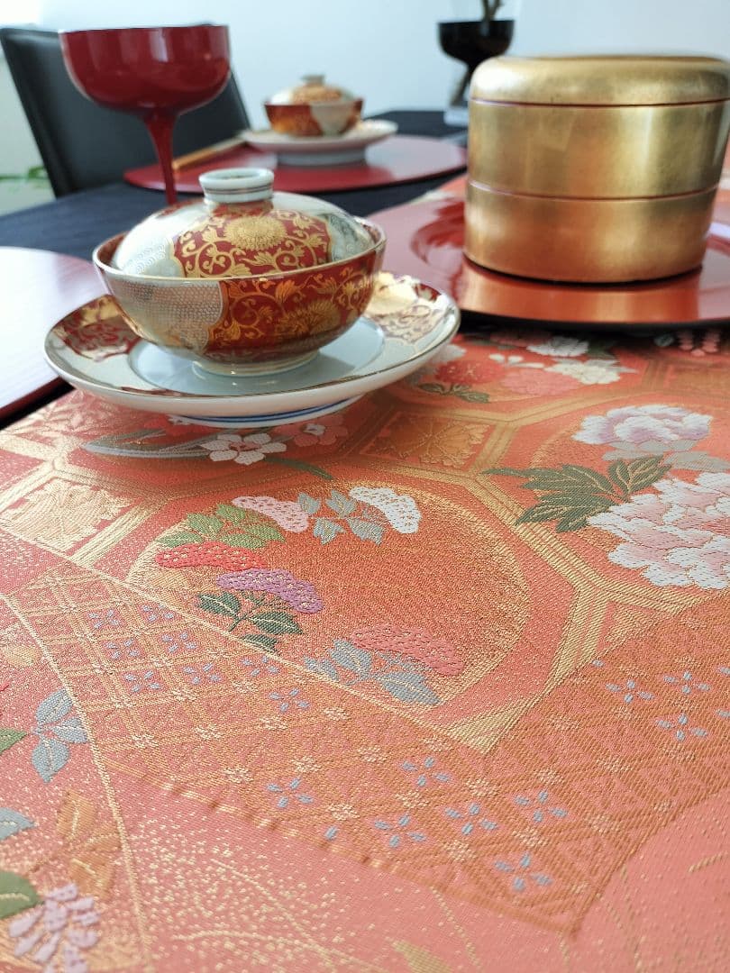 A439★高級‼️本金箔‼️ひな祭り‼️袋帯テーブルランナー2ｍ10cm