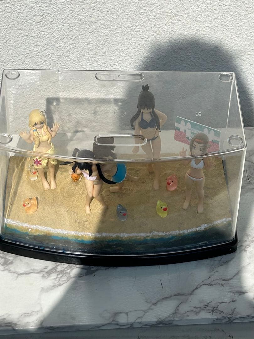 けいおん水着フィギュア5体自作砂浜ジオラマセット