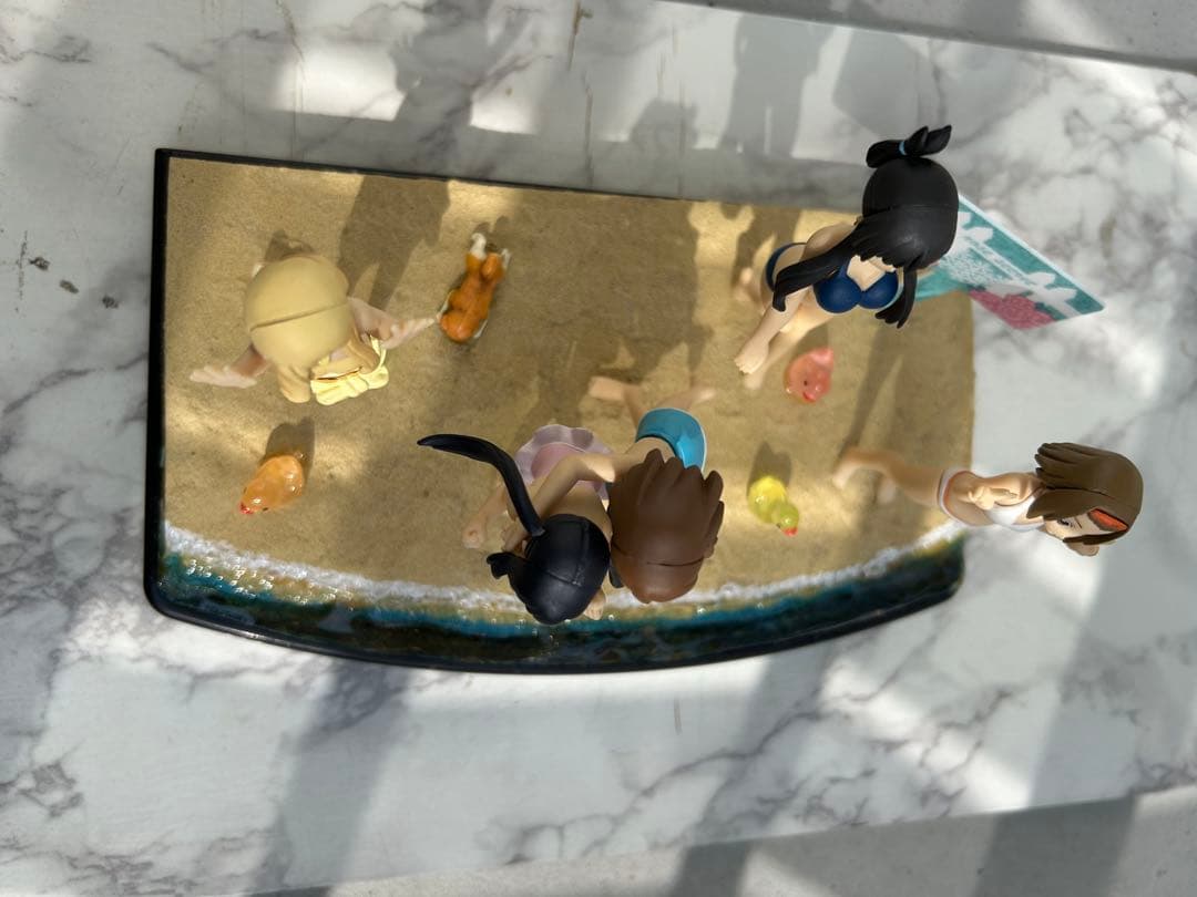 けいおん水着フィギュア5体自作砂浜ジオラマセット