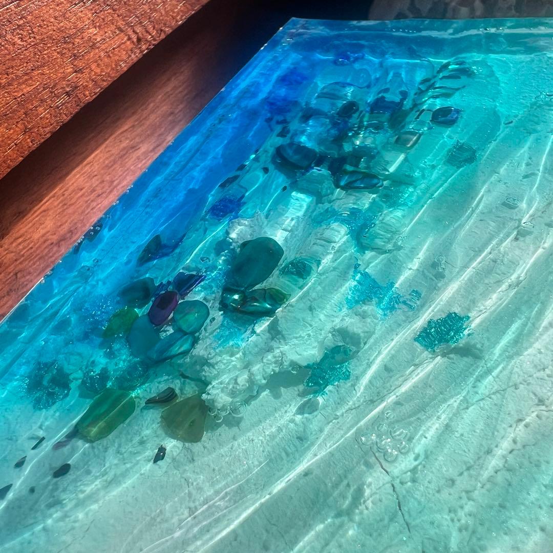 【レジンアート】波紋アート／A5パネル／マンタの遊泳／壁掛け可能