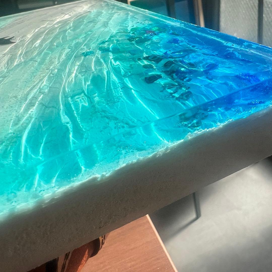 【レジンアート】波紋アート／A5パネル／マンタの遊泳／壁掛け可能