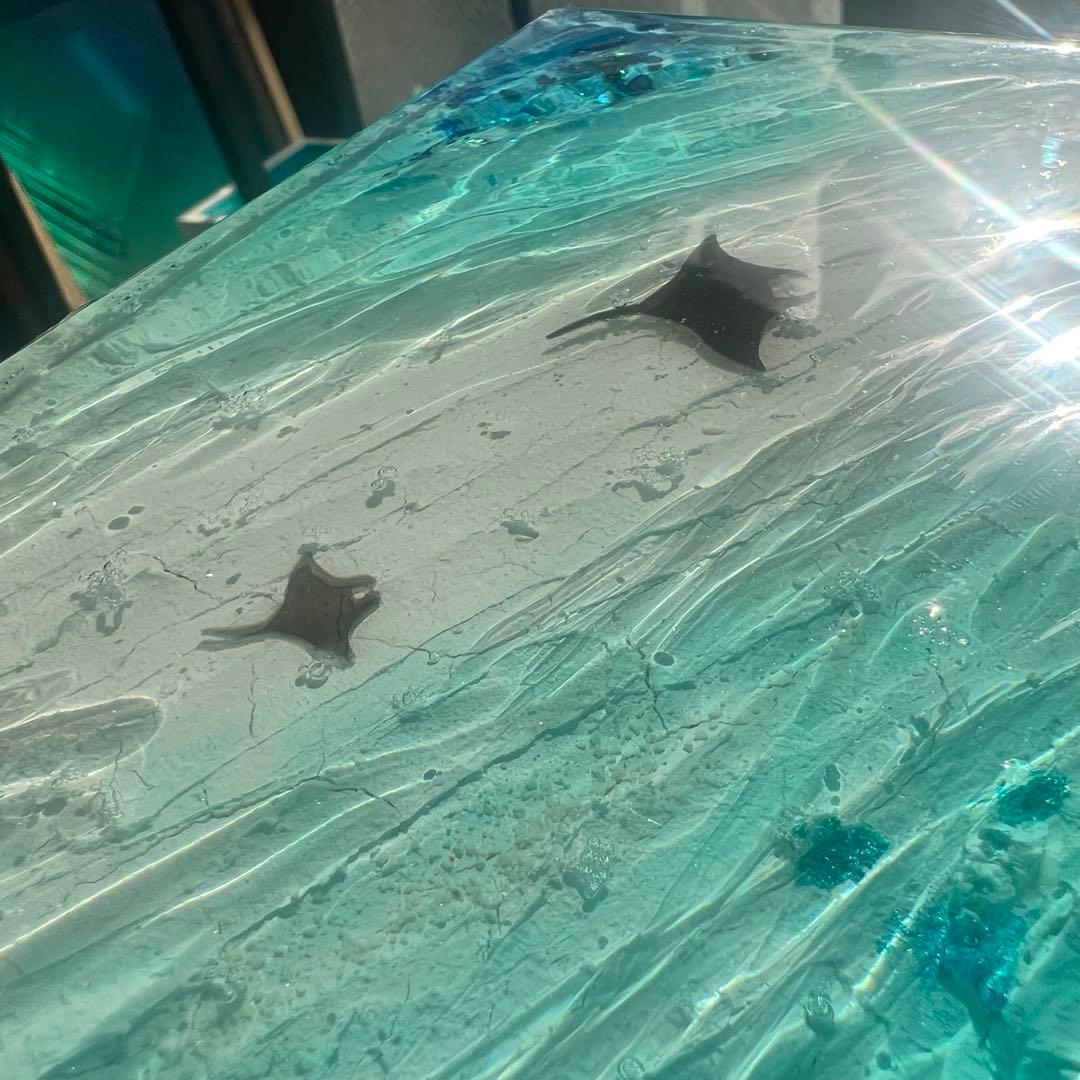 【レジンアート】波紋アート／A5パネル／マンタの遊泳／壁掛け可能