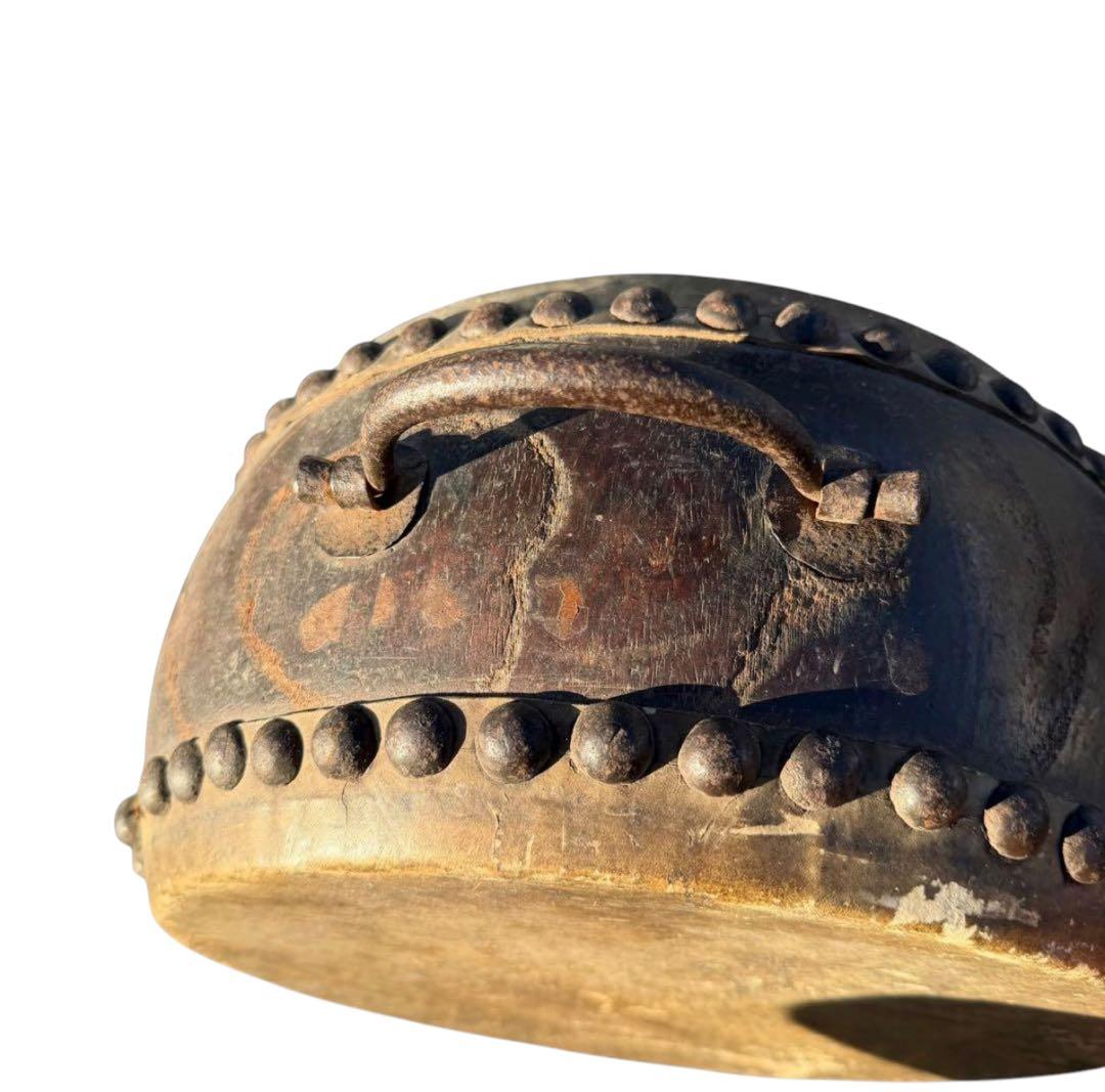 古民具 手持ち太鼓 和太鼓 レトロ 木製 持ち手付