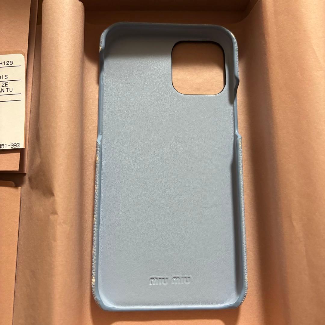※あ※MIU MIU ドット柄 iPhoneケース 水色