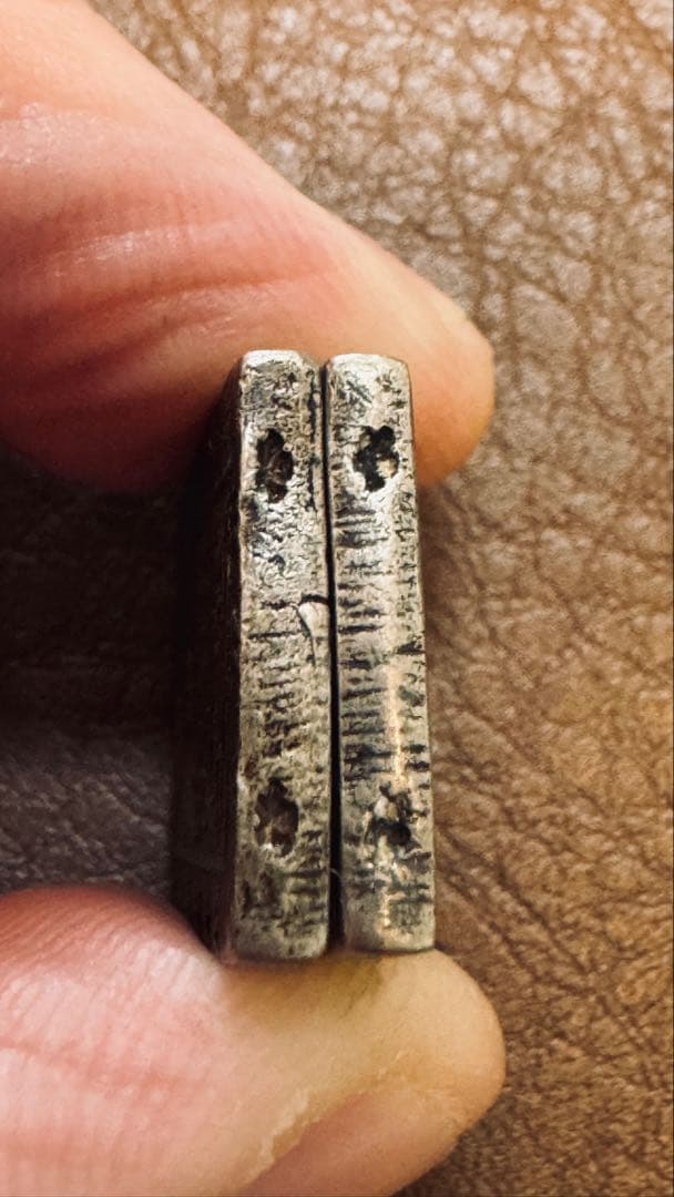 【本物保証】天保一分銀 2枚セット 約8.5g/8.6g 幕末古銭 側面桜有