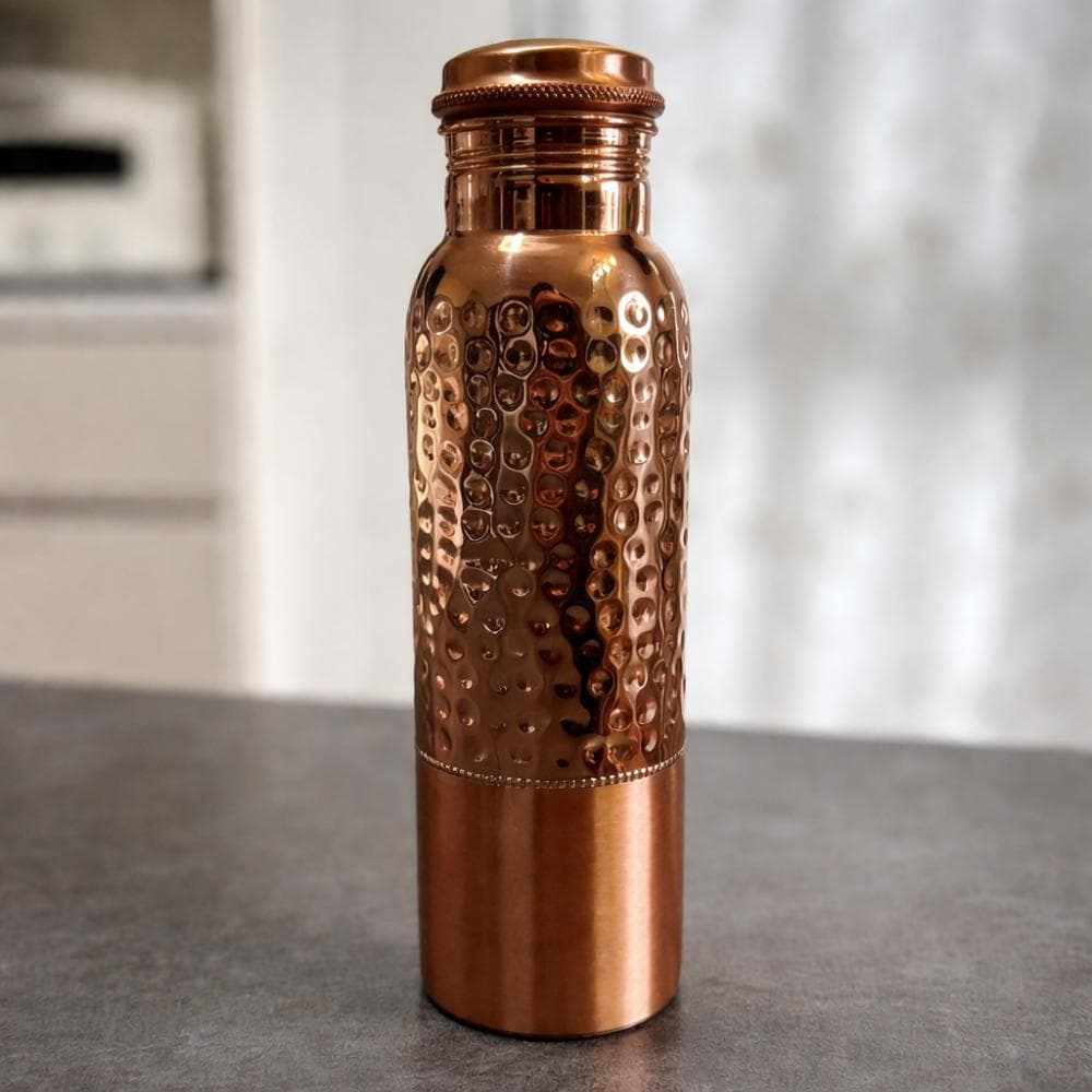 訳あり/ 純銅 ウォーターボトル 大きめ 2トーン 銅製ボトル 900ml