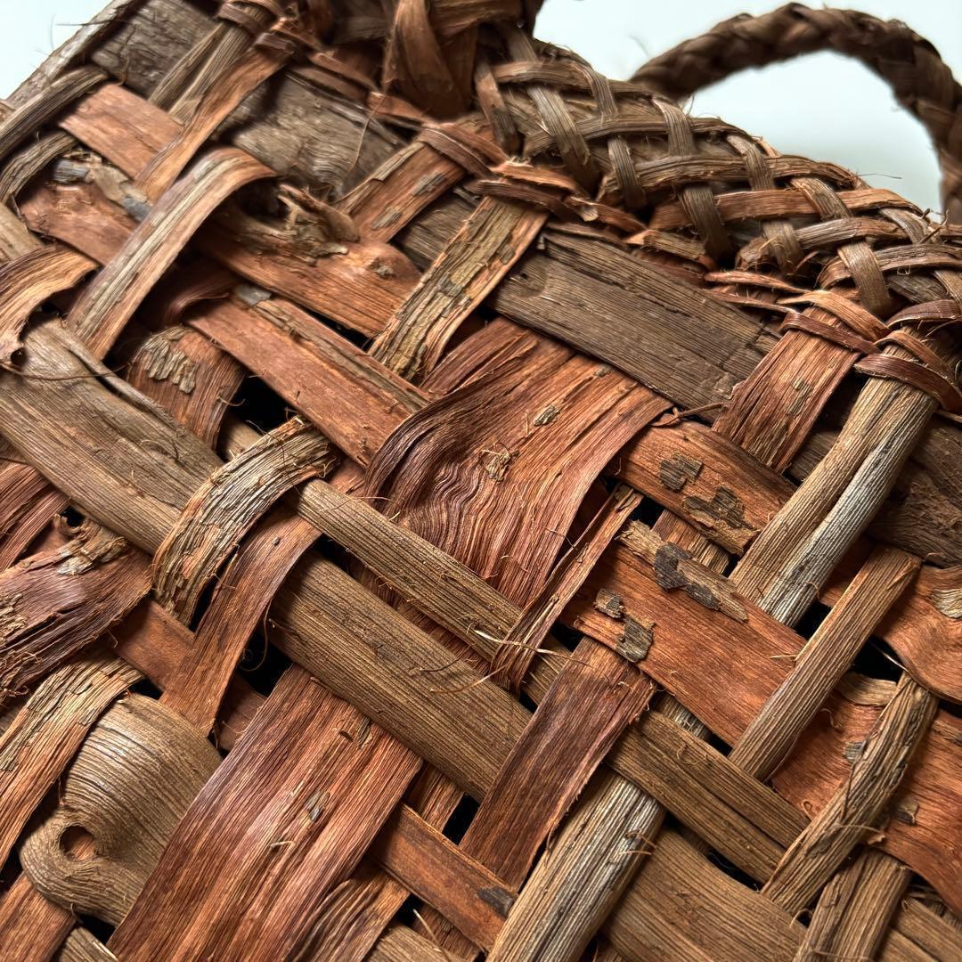 【国産/新潟職人】山葡萄　カゴバッグ　乱れ編み　編みっぱなし　手編み　太ひご