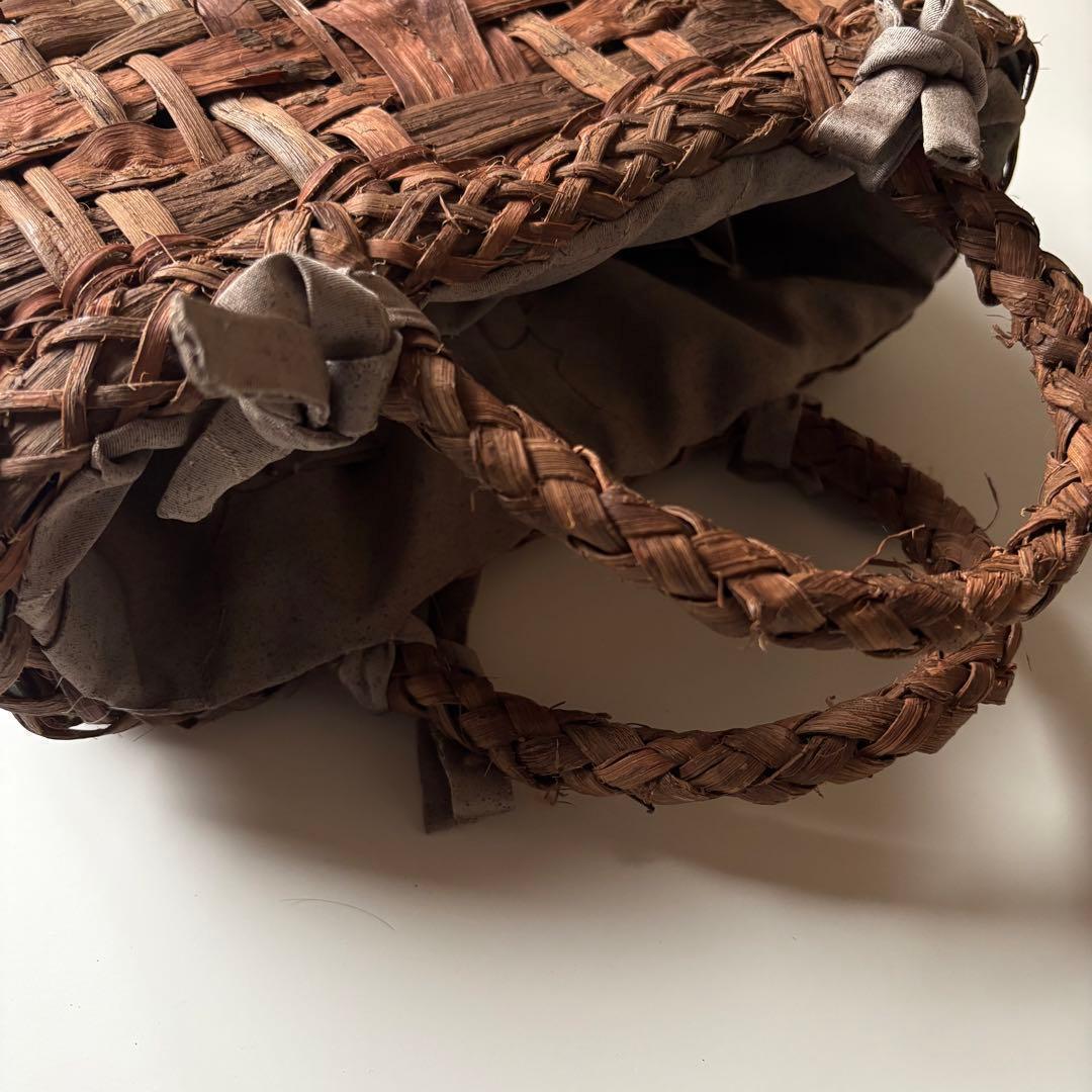 【国産/新潟職人】山葡萄　カゴバッグ　乱れ編み　編みっぱなし　手編み　太ひご