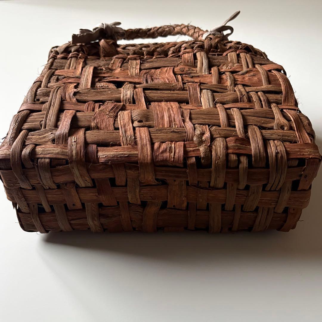 【国産/新潟職人】山葡萄　カゴバッグ　乱れ編み　編みっぱなし　手編み　太ひご