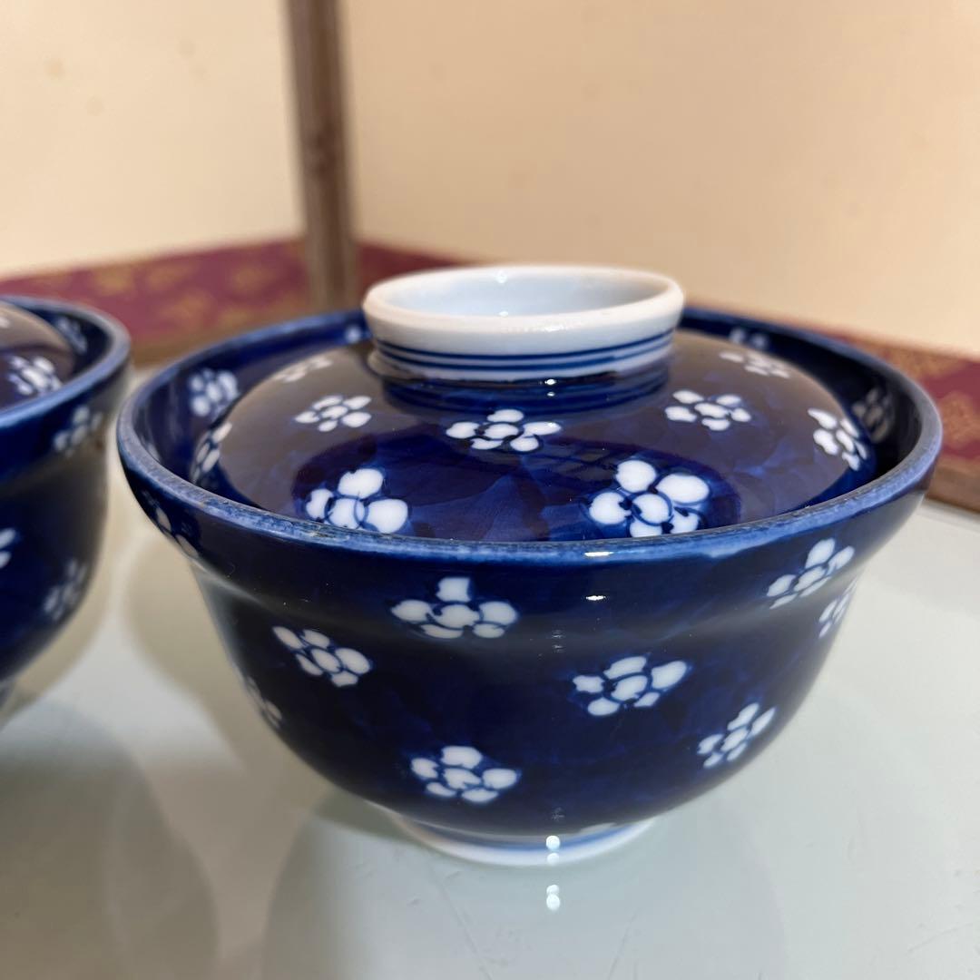源右衛門　染付梅花濃絵　松竹梅蓋付向付丼2ケ 有光堂