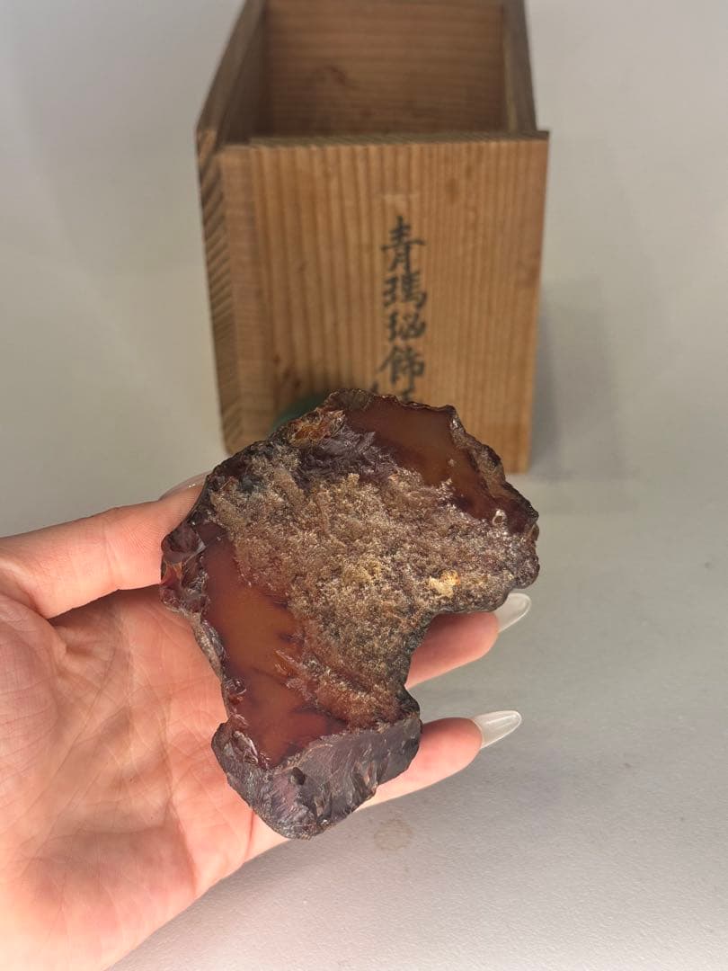 青瑪瑙 装飾玉 台座付 共箱付 中国古美術 置物 瑪瑙彫刻