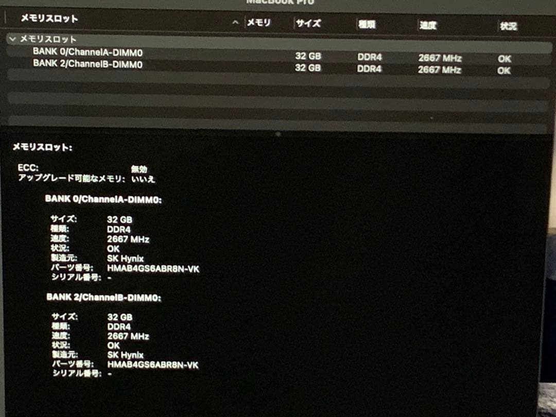 MacBook本体 MacBook pro 2019 16in/ i9 / 64GB / 2TB