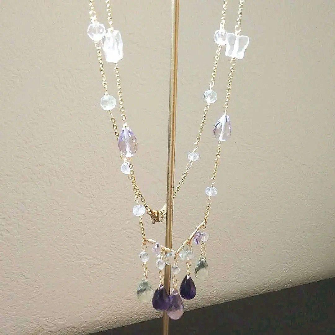 高品質 Butterfly アメジスト シャンデリアネックレス