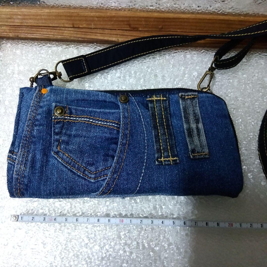 Z8.112❤️デニムリメイク お財布ショルダー ウォレット l字ファスナー