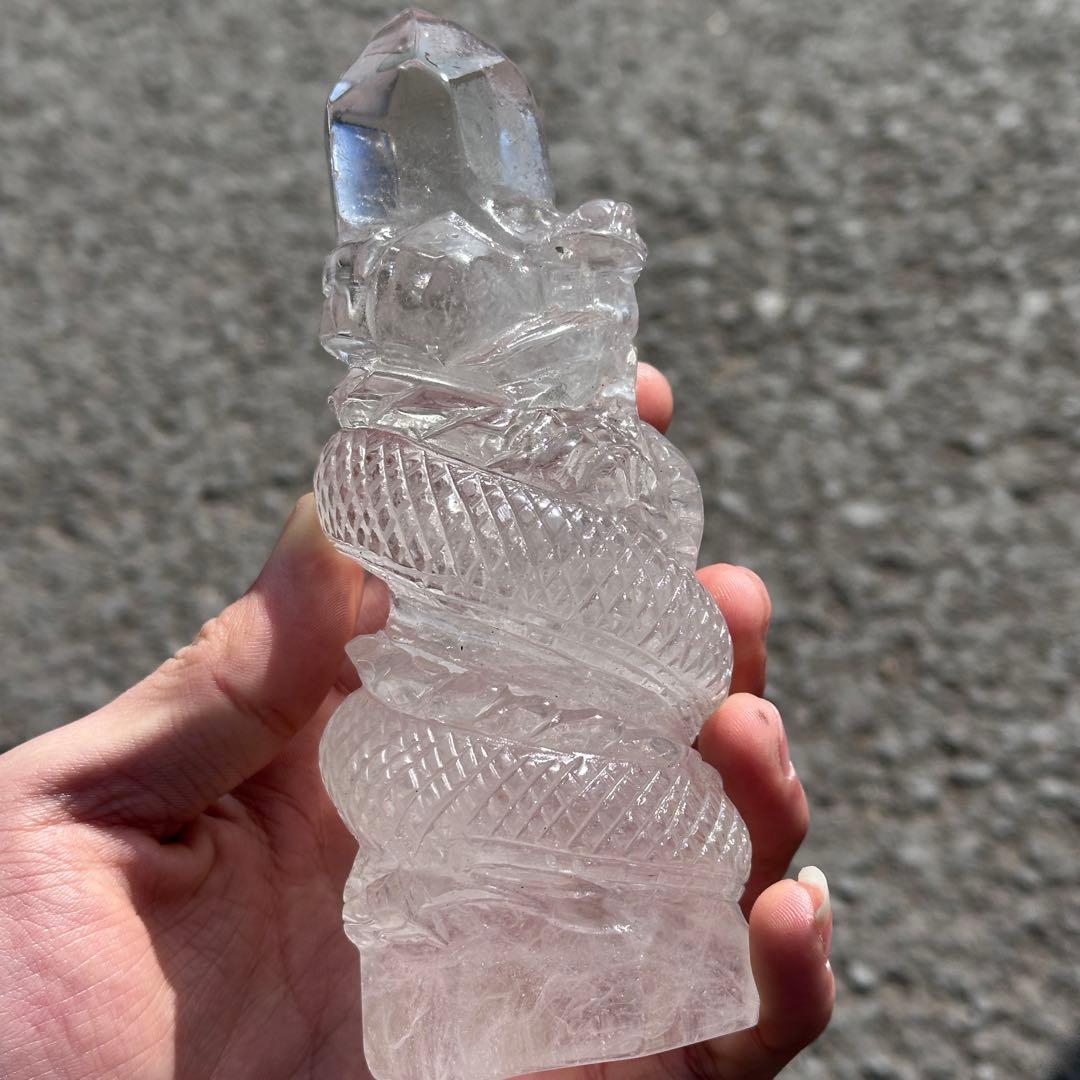 天然石水晶の龍　置物　ご購入前に在庫確認必要G.759
