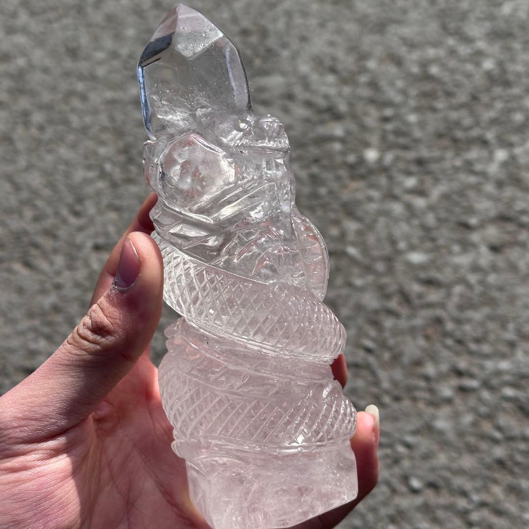 天然石水晶の龍　置物　ご購入前に在庫確認必要G.759