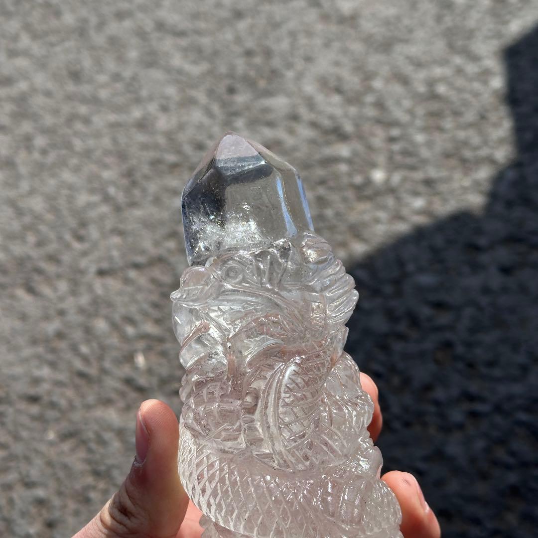 天然石水晶の龍　置物　ご購入前に在庫確認必要G.759