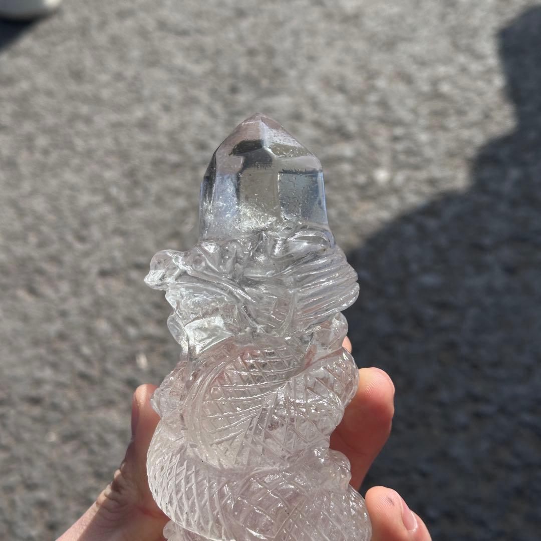天然石水晶の龍　置物　ご購入前に在庫確認必要G.759