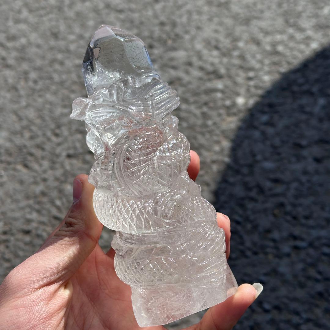 天然石水晶の龍　置物　ご購入前に在庫確認必要G.759