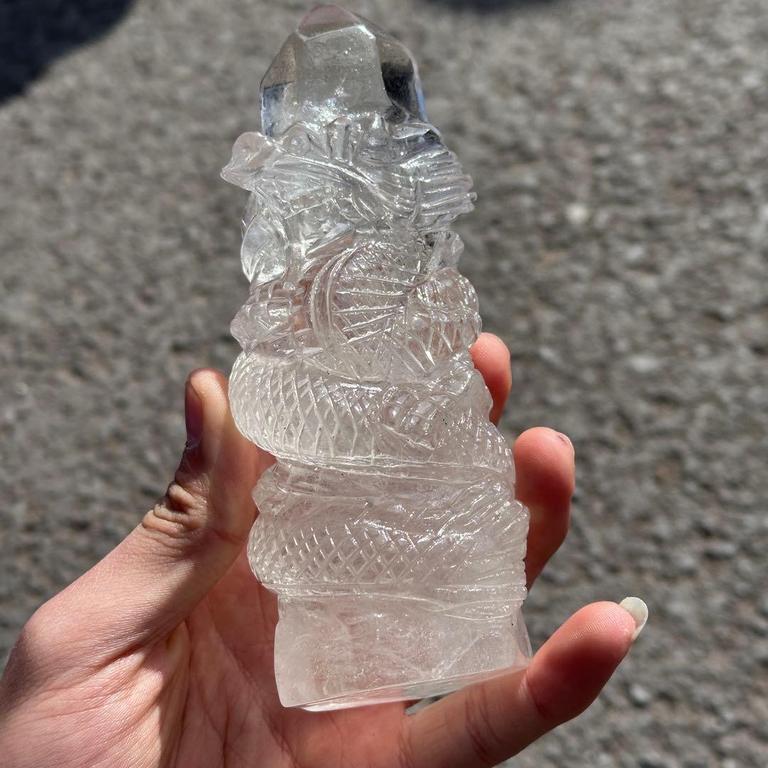 天然石水晶の龍　置物　ご購入前に在庫確認必要G.759
