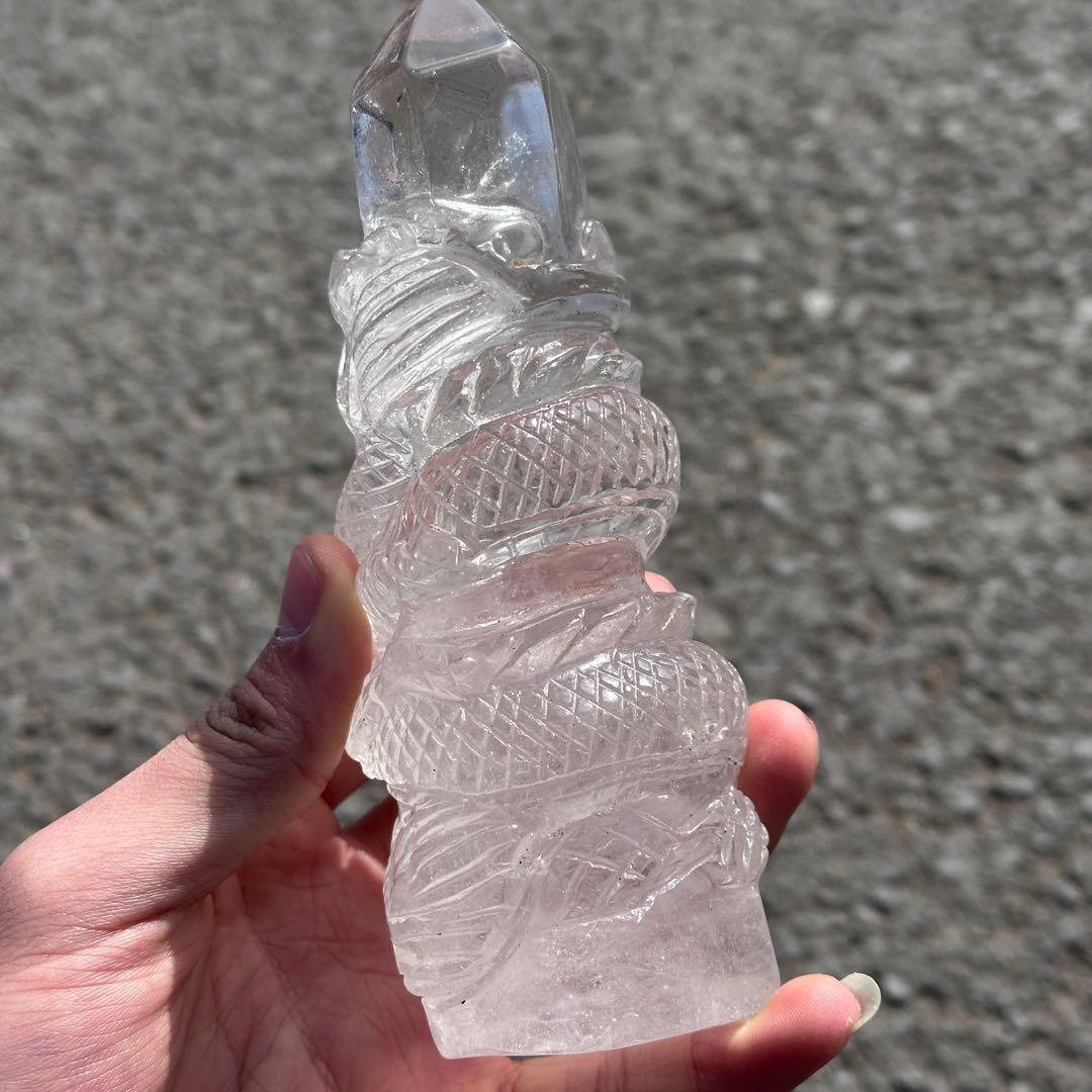 天然石水晶の龍　置物　ご購入前に在庫確認必要G.759