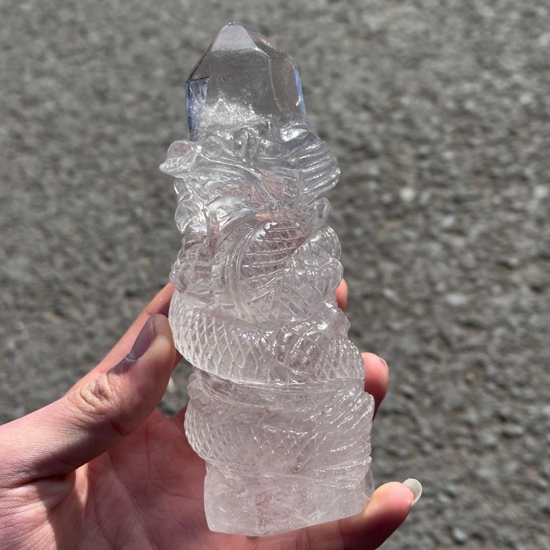 天然石水晶の龍　置物　ご購入前に在庫確認必要G.759