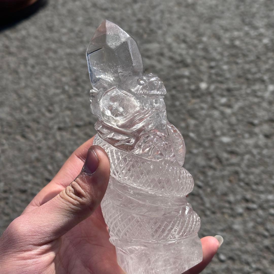 天然石水晶の龍　置物　ご購入前に在庫確認必要G.759