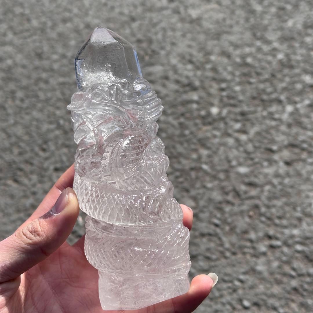 天然石水晶の龍　置物　ご購入前に在庫確認必要G.759