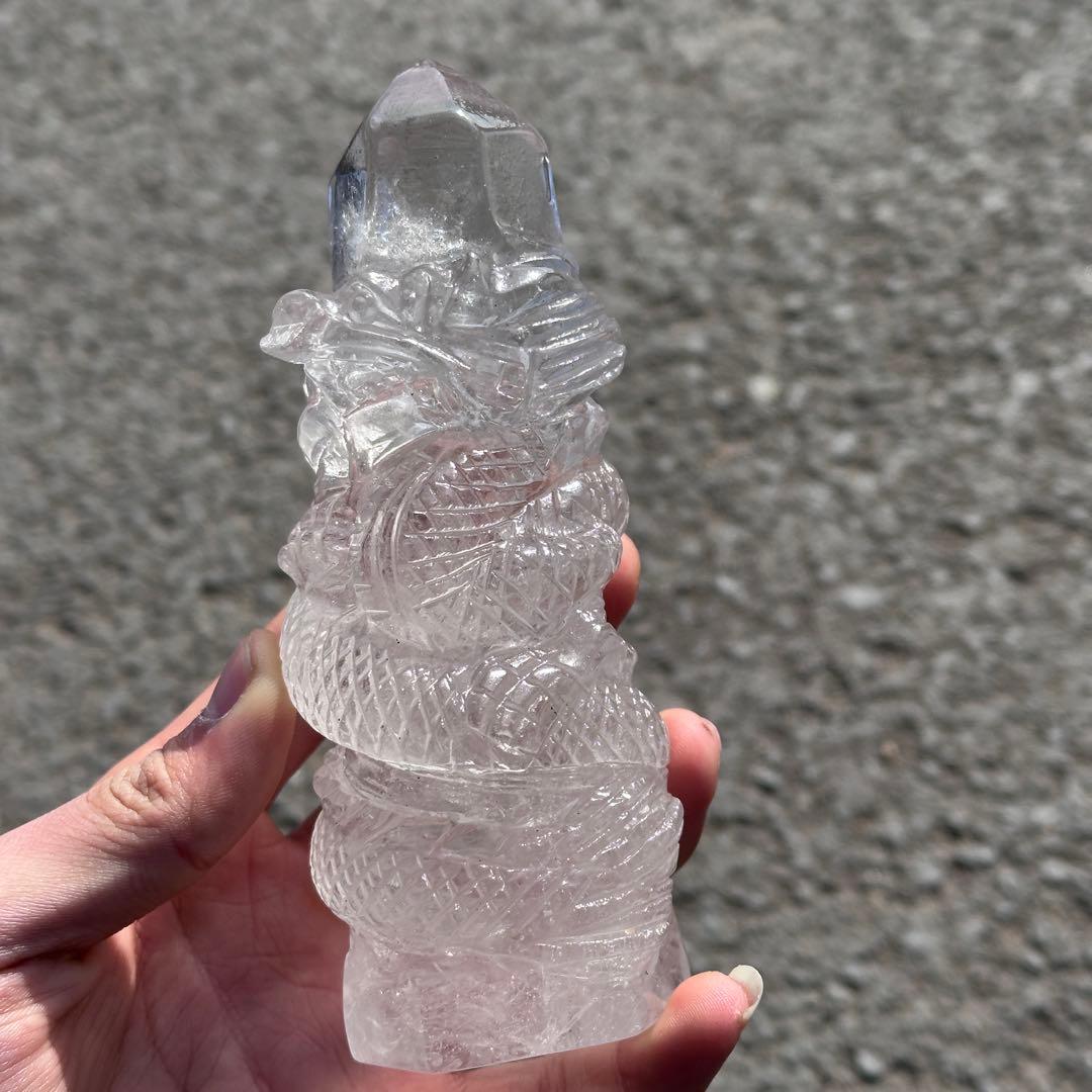 天然石水晶の龍　置物　ご購入前に在庫確認必要G.759