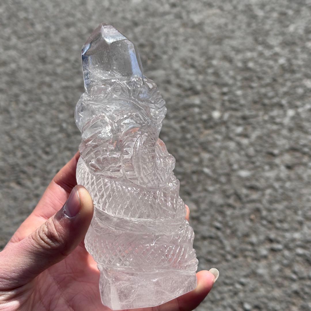 天然石水晶の龍　置物　ご購入前に在庫確認必要G.759