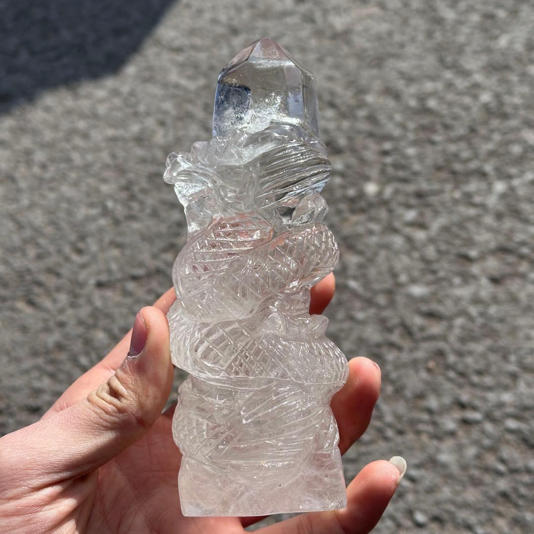 天然石水晶の龍　置物　ご購入前に在庫確認必要G.759