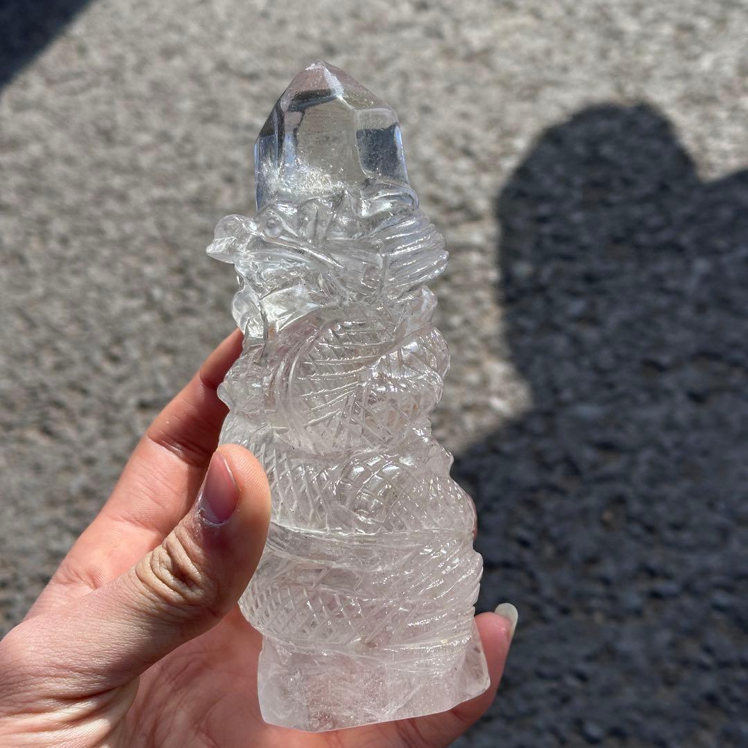 天然石水晶の龍　置物　ご購入前に在庫確認必要G.759