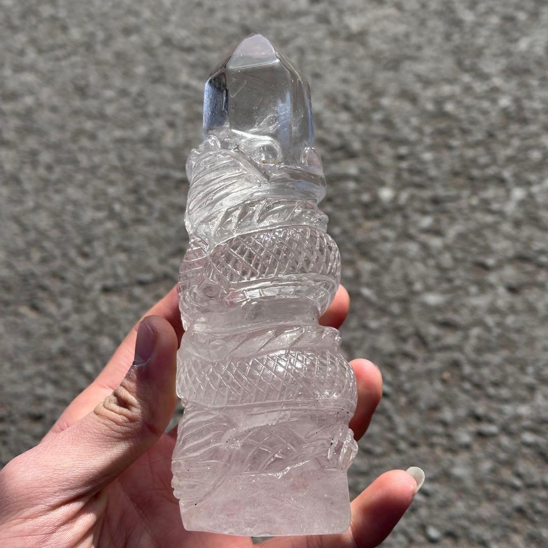 天然石水晶の龍　置物　ご購入前に在庫確認必要G.759