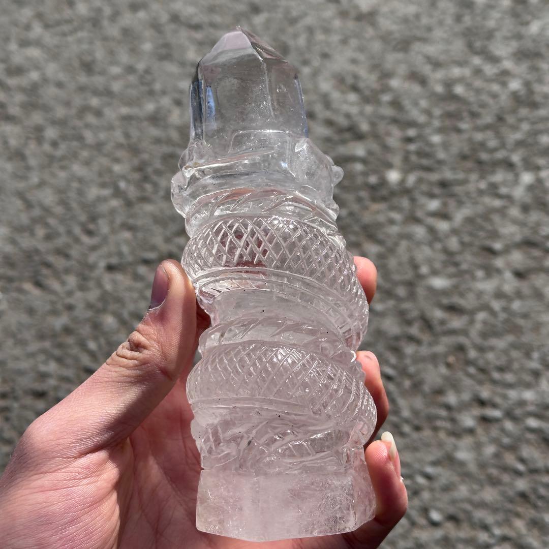 天然石水晶の龍　置物　ご購入前に在庫確認必要G.759