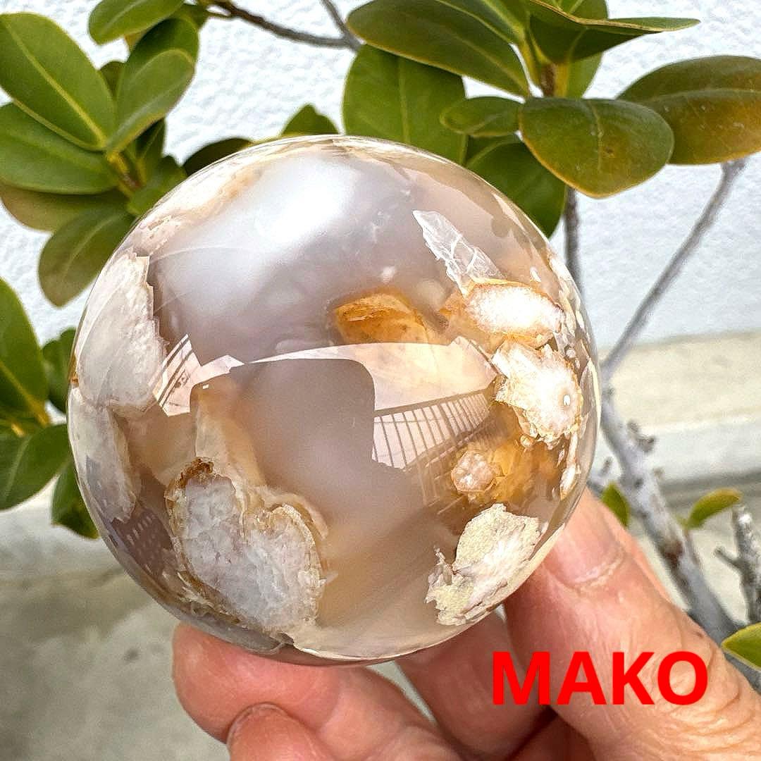 M1936☆桜瑪瑙丸玉60mm☆天然石　原石☆N40401-F