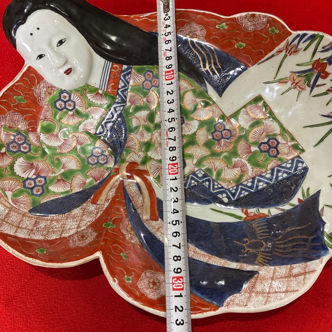 アンティーク伊万里焼　手描き　色絵　姫皿／大皿／飾り皿(^^)