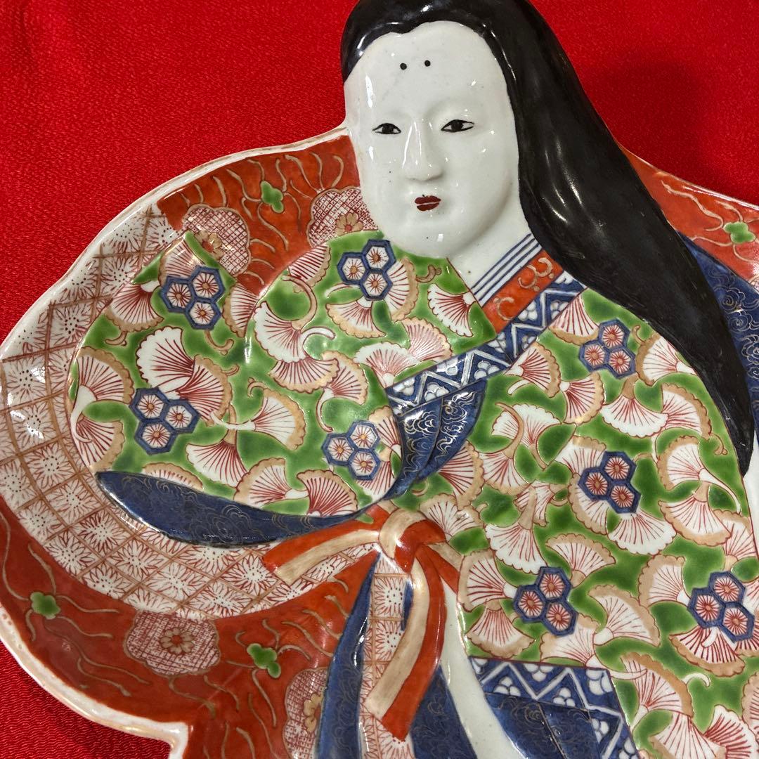 アンティーク伊万里焼　手描き　色絵　姫皿／大皿／飾り皿(^^)