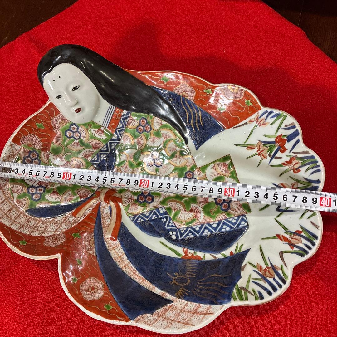 アンティーク伊万里焼　手描き　色絵　姫皿／大皿／飾り皿(^^)