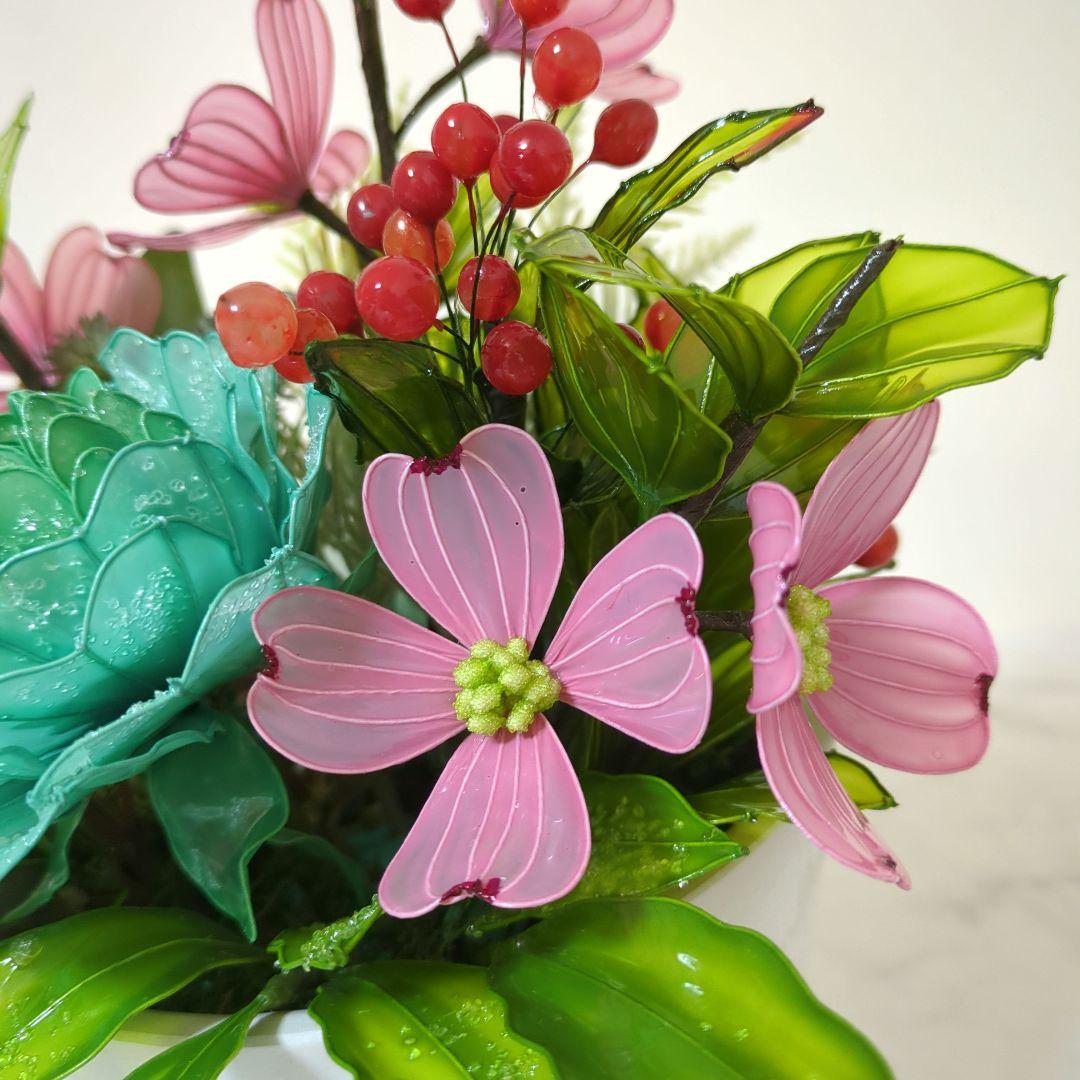 芍薬　ハナミズキ　ベリーアレンジメント　アメリカンフラワー（ディップフラワー）