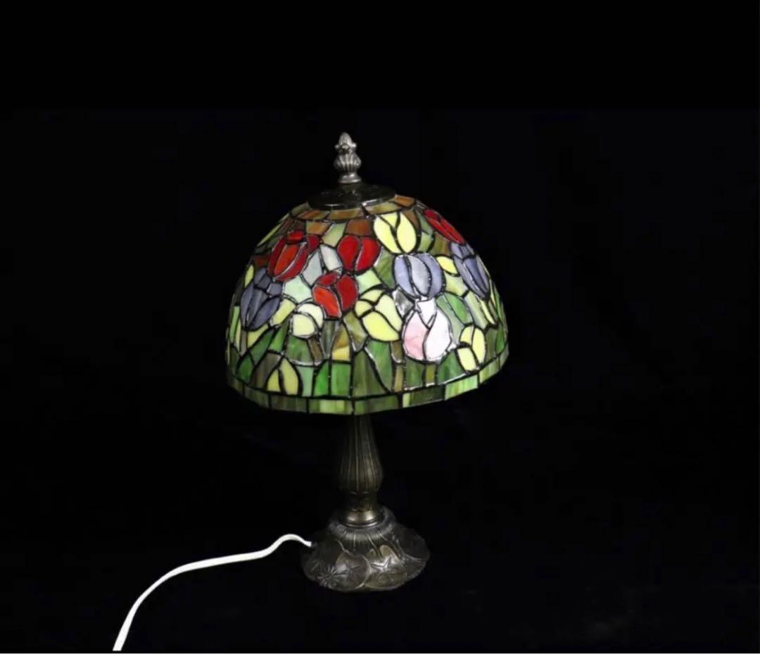 美品 ステンドグラス ステンド ランプ アンティークランプ