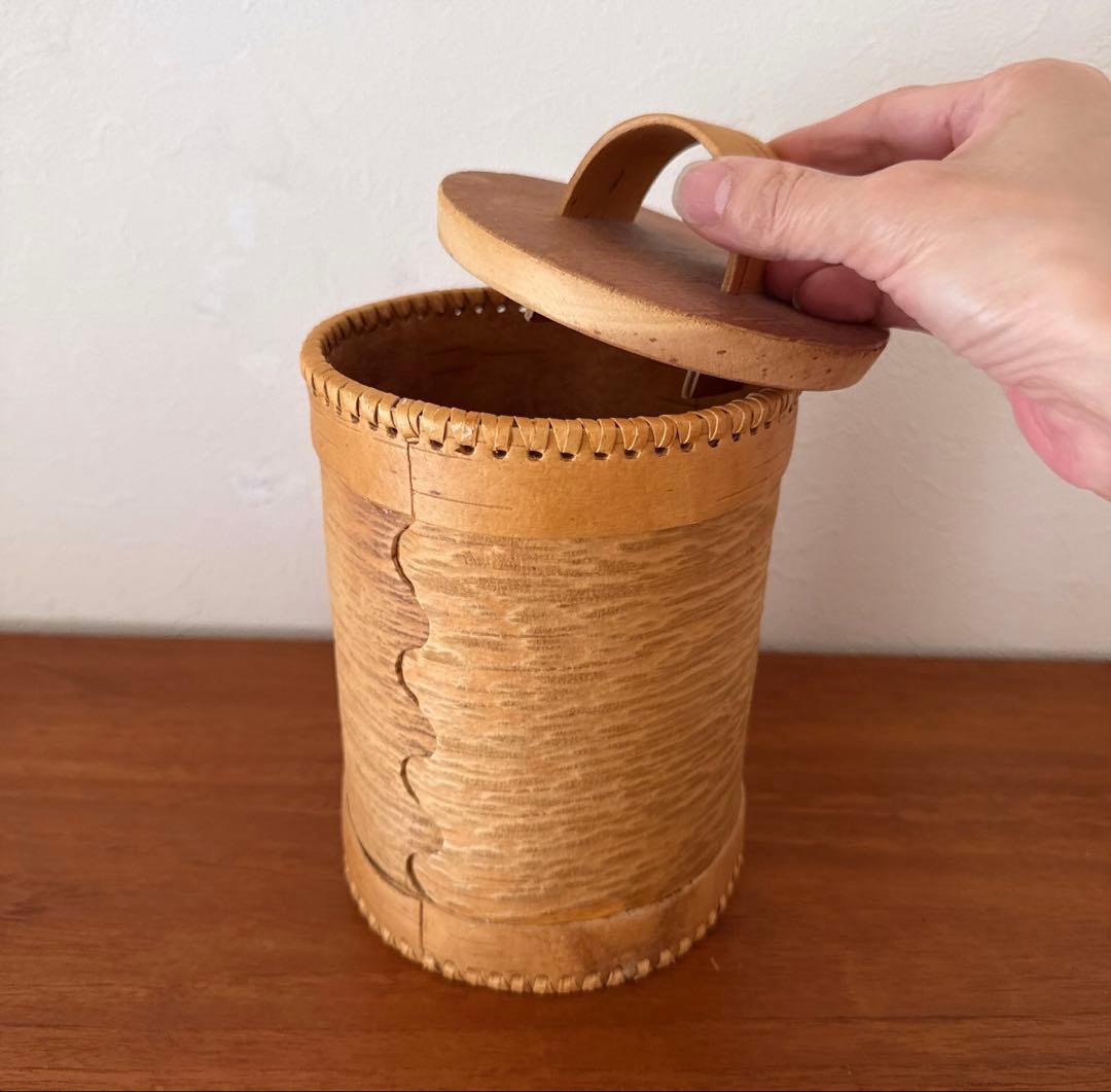 【北欧ヴィンテージ】白樺の筒形キャニスター