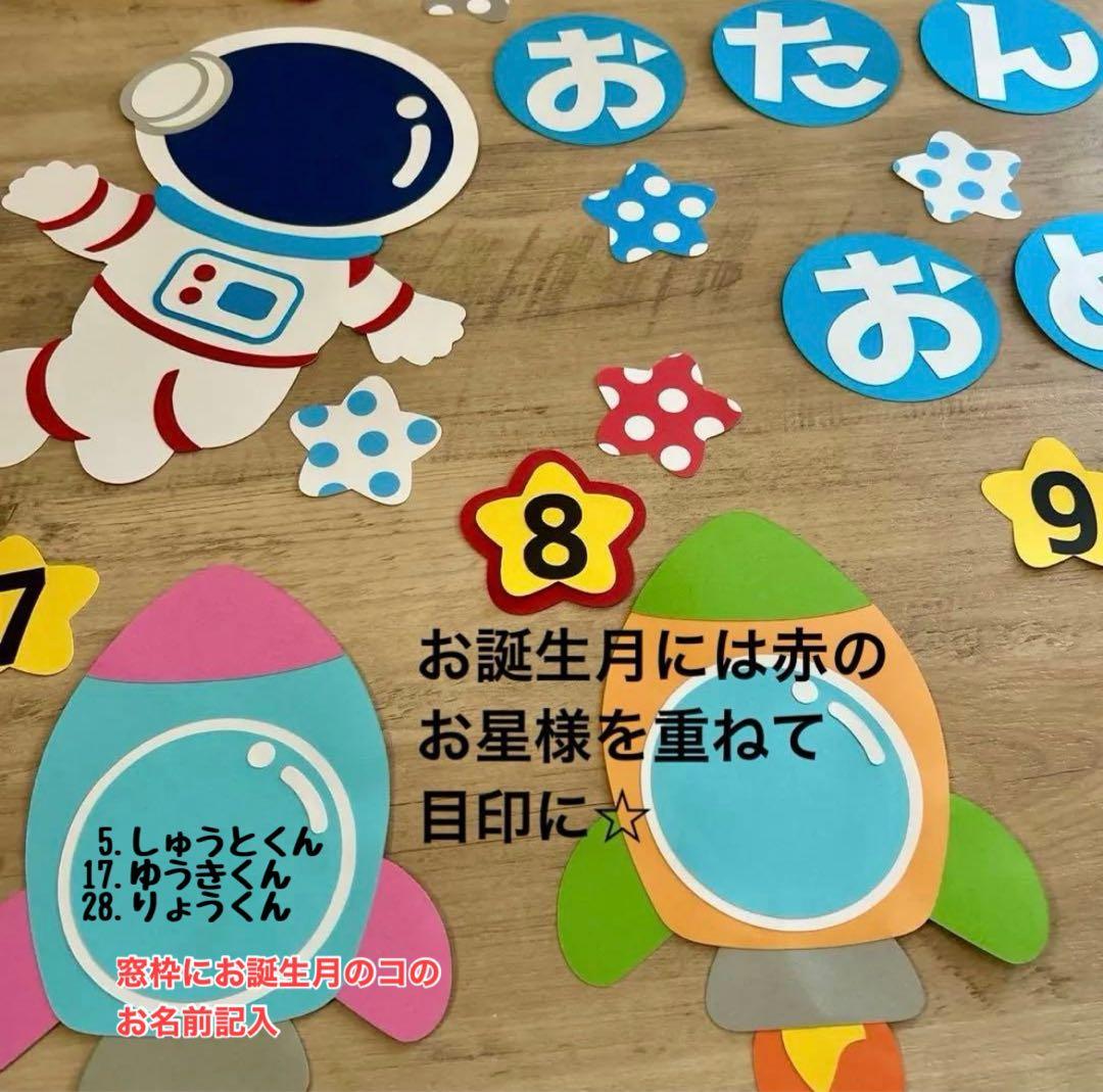 maru1007ページ 大きめ お誕生日表｜ロケット｜壁面飾り｜保育壁面