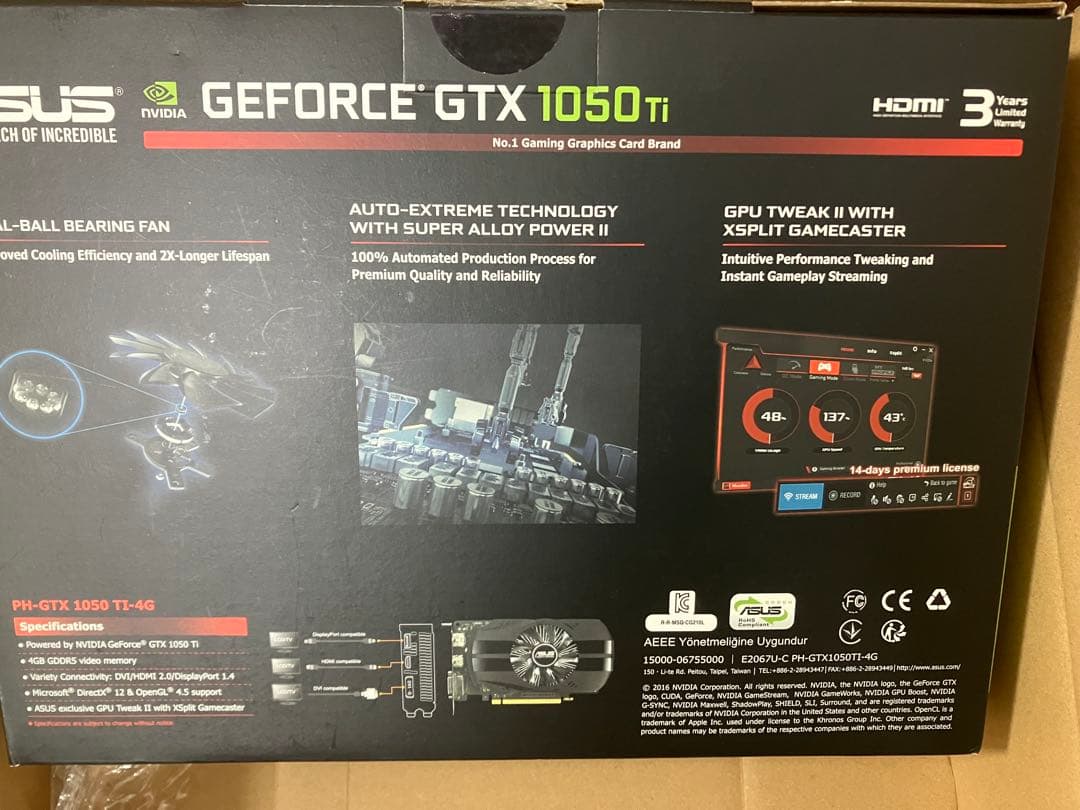 ASUS GEFORCE GTX 1050 Ti 4GB 中古品購入後★未使用★