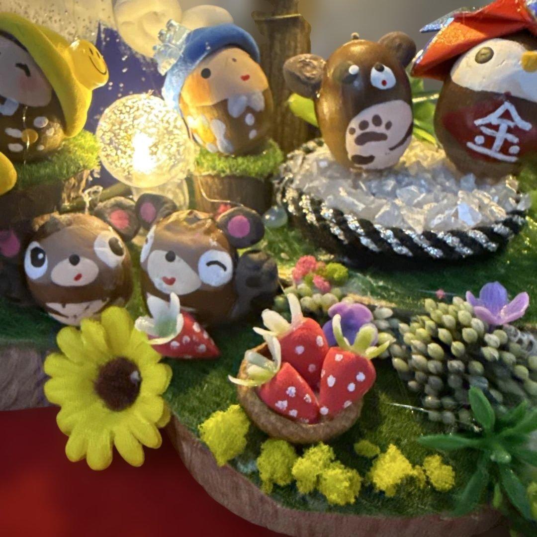 どんぐりアート♡端午の節句BIGオブジェひまわり　クレマチス添え一点物♡