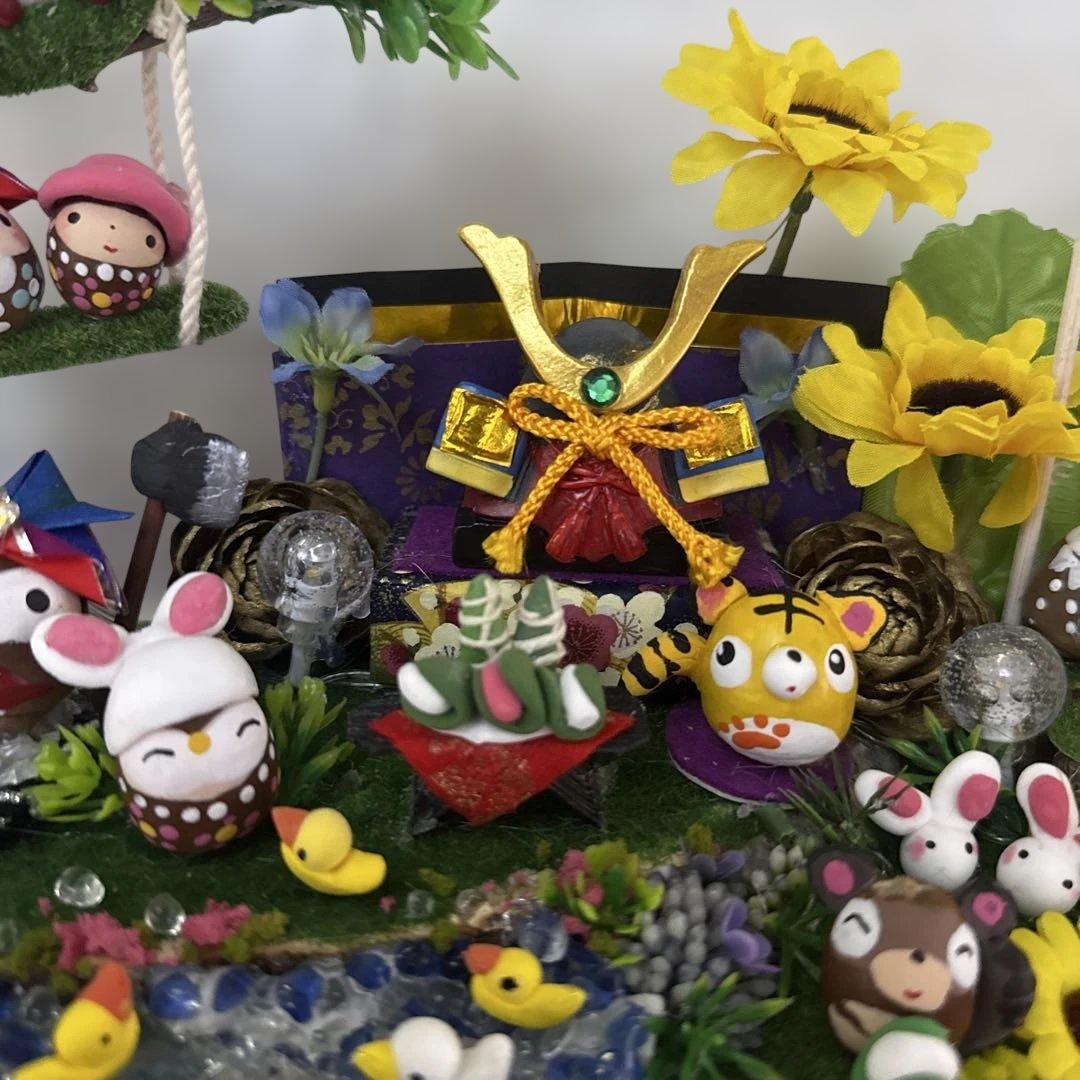 どんぐりアート♡端午の節句BIGオブジェひまわり　クレマチス添え一点物♡