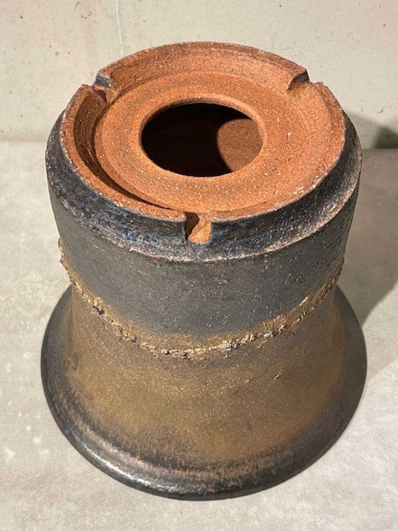 美品◾️KAMIYAMAかみ山陶器 信楽焼植木鉢◾️金彩/金窯変深ソリ/OOSORI