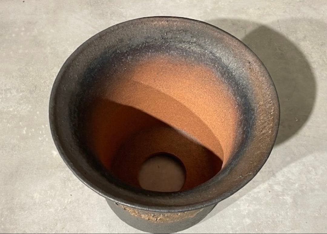 美品◾️KAMIYAMAかみ山陶器 信楽焼植木鉢◾️金彩/金窯変深ソリ/OOSORI