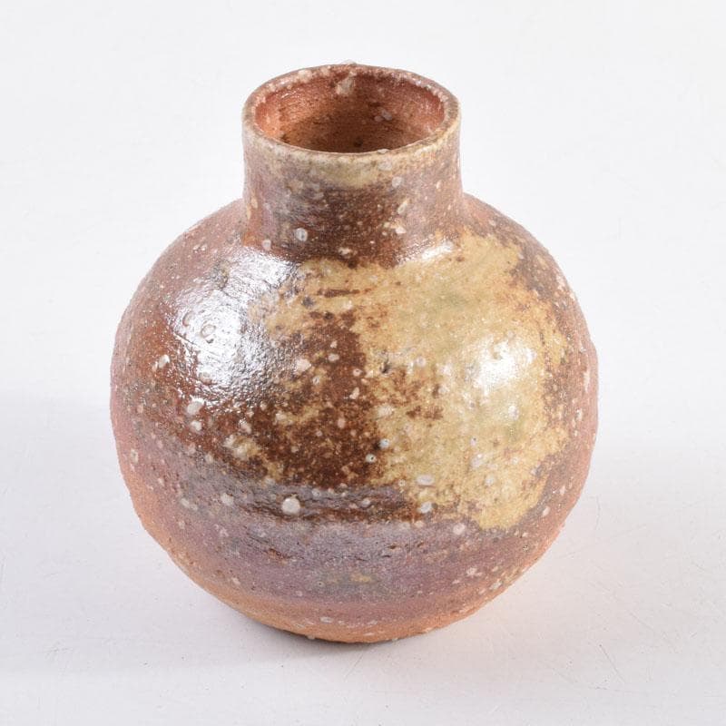 茶道具　信楽焼　上田寿方作　茶入　仕覆付　共箱　V　8952