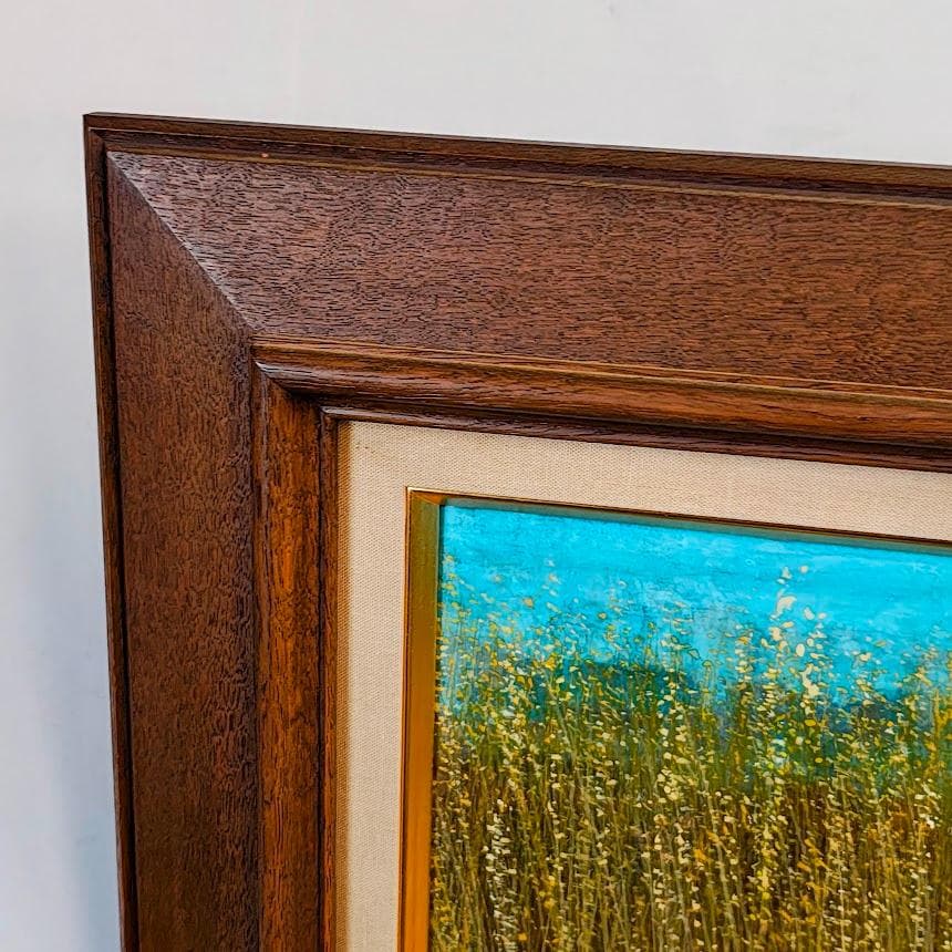 【真作】杉谷彩光「家（バルセロナ郊外）」日本画 M6号 額装 昭和63年作