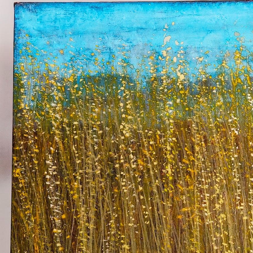 【真作】杉谷彩光「家（バルセロナ郊外）」日本画 M6号 額装 昭和63年作